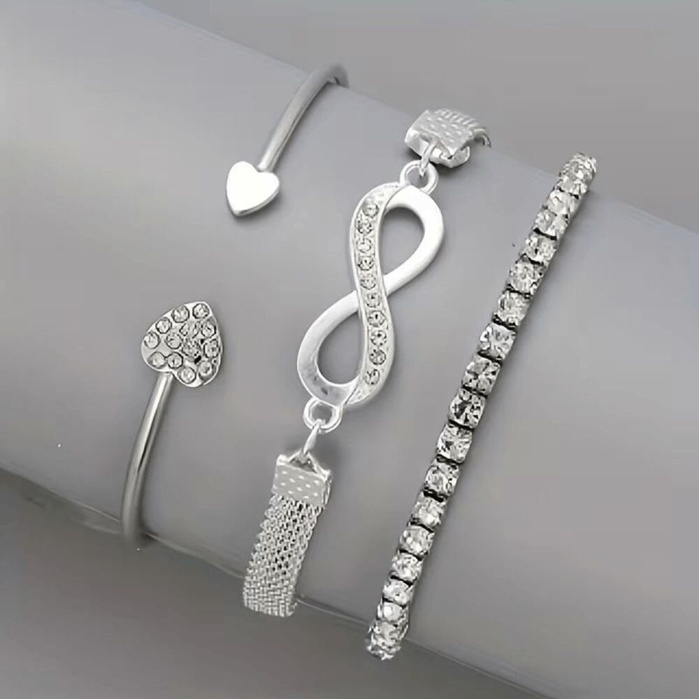 Diamond Infinity Bracelet Set (3 Piece)